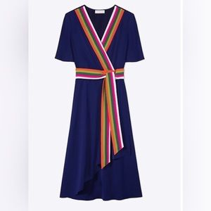 Tory Burch navy wrap dress in size 8 never worn